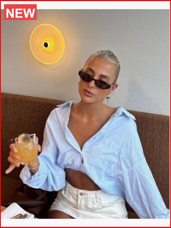 Retro Oval Sunglasses Y2K Narrow Cat Eye with UV Protection main image 4